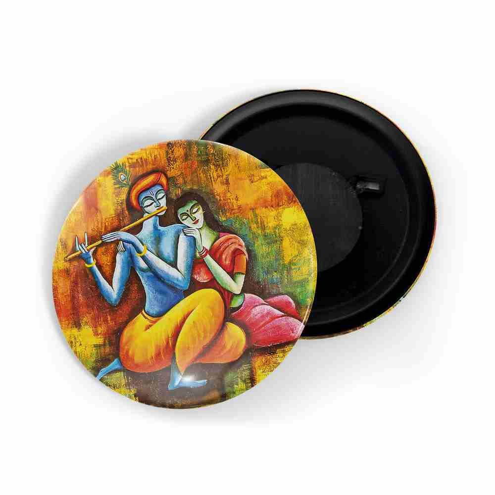 dhcrafts Fridge Magnet Multicolor Radha Krishna D3 Glossy Finish Design Pack of 1 (58mm)